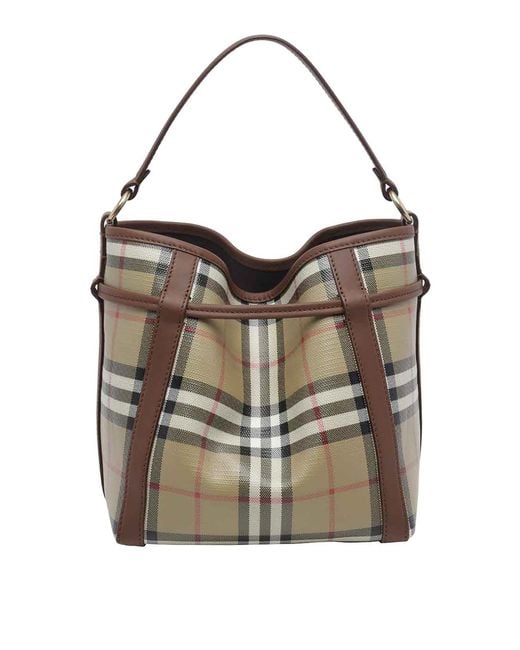 Burberry Gray Small Check Bucket Bag