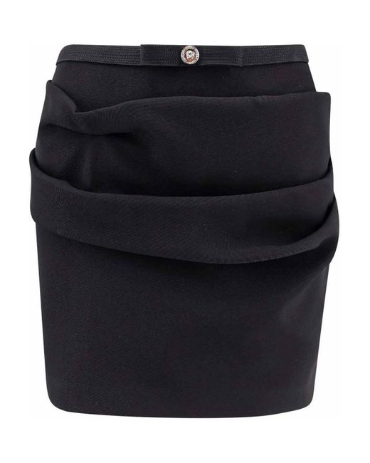 Versace Black Sustainable Wool Mini Skirt With Medusa Detail