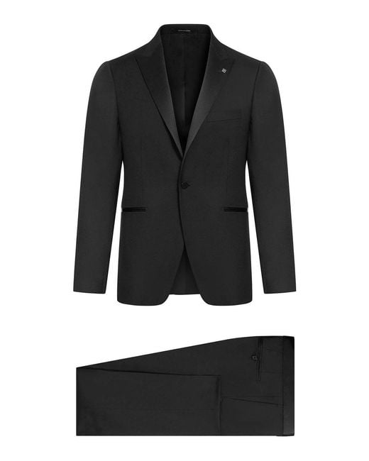 Tagliatore Black Tailored Single-Breasted Wool Suit for men