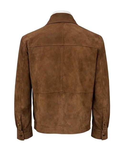 Franzese Collection Brown Taupe Bonded Suede Jacket for men