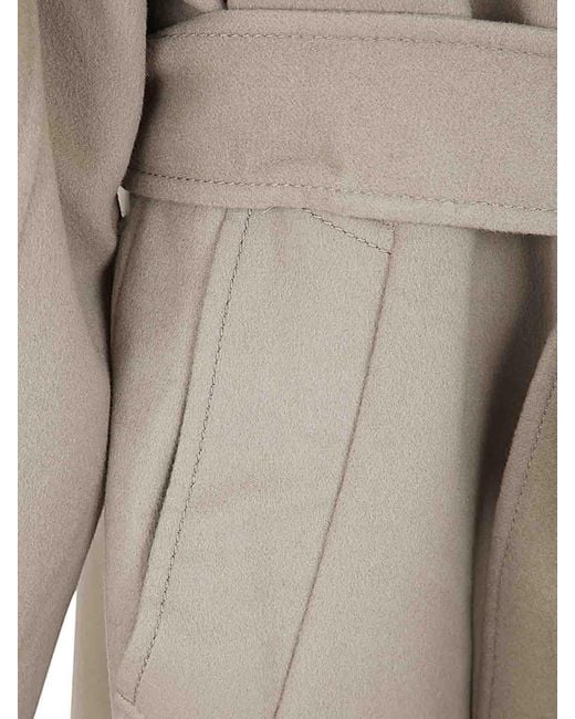 AMI White Long Belted Coat