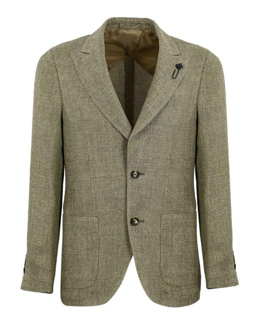 Lardini Green Single-breasted Linen Jacket for men