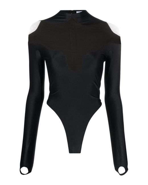 Mugler Black Eco Sport Lycra Bodysuit