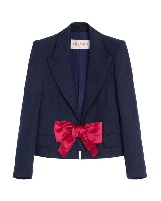 Valentino Blue Bow Single-Breasted Jacket