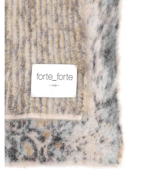 Forte_forte White Scarf With Plumes De Python Jacquard Motif