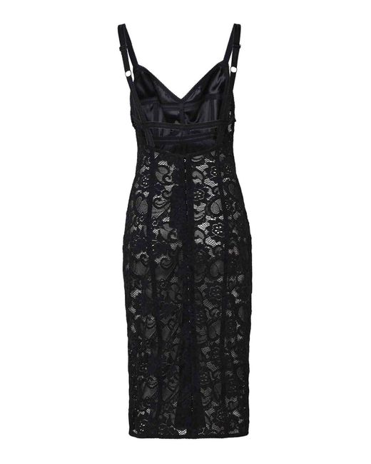 Dolce & Gabbana Black Sleeveless Milano Rib Midi Dress