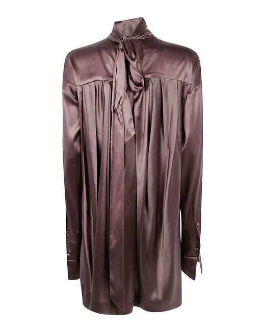 Dries Van Noten Purple Chaddy 2033 Strech Satin Shirt