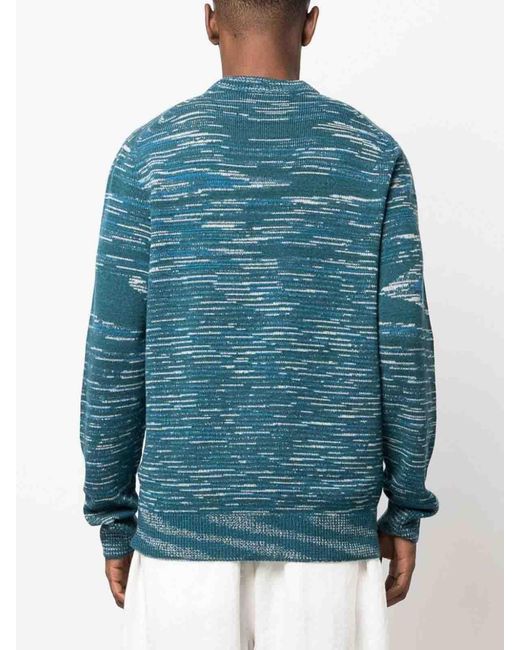 Missoni Blue Intarsia-Knit Cashmere Jumper, Striped for men