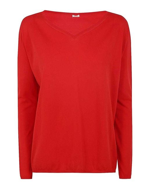 Apuntob Red V Neck Sweater