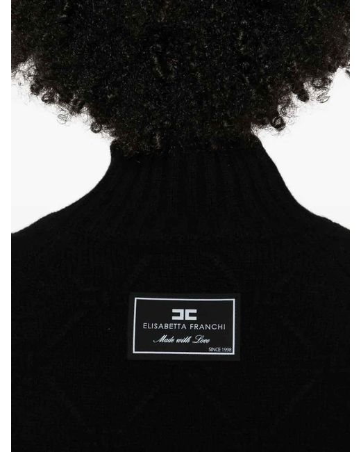Elisabetta Franchi Black High-Neck Sweater