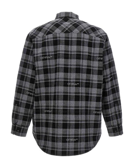 Off-White c/o Virgil Abloh Gray Check Flannel Padded Jacket for men