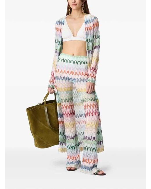 Missoni White Long Zig Zag Lace Cardigan