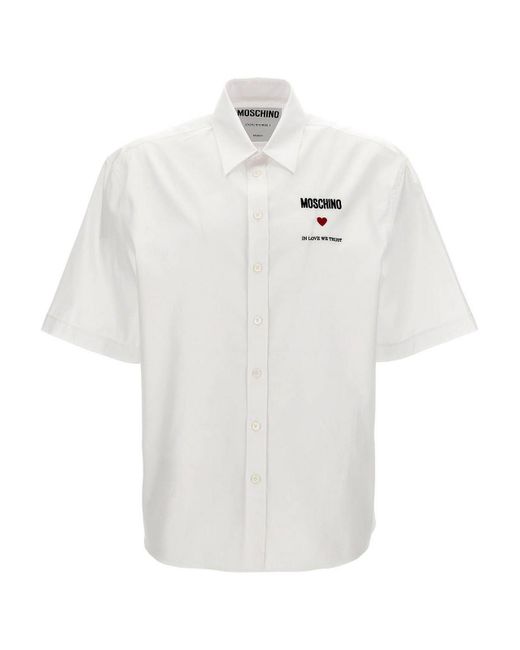 Moschino White In Love We Trust Shirt for men