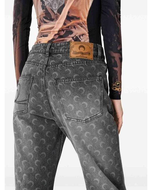 MARINE SERRE Gray Moon Denim Cotton Jeans