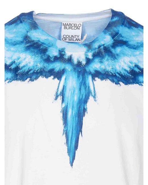 Marcelo Burlon Blue Colordust Wings Oversize T-shirt for men