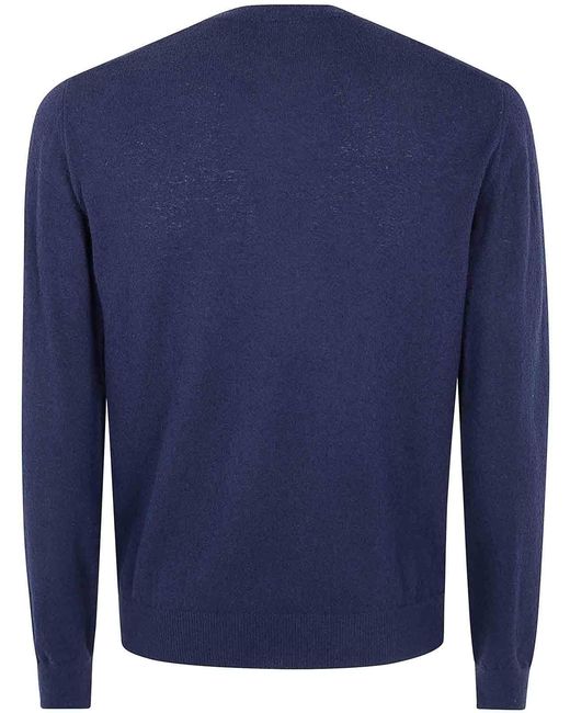 Drumohr Blue Long Sleeves Round Neck Sweater for men
