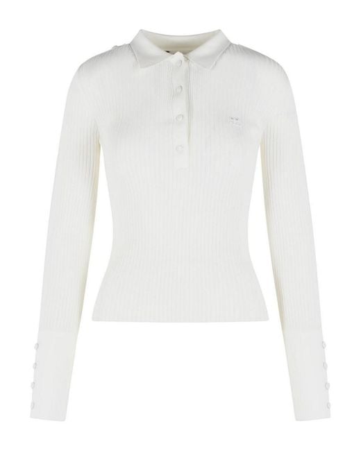 Courreges White Viscose Blend Polo Shirt
