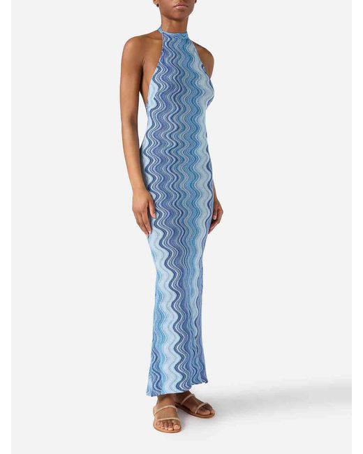 Mc2 Saint Barth Blue Tony R Rachel Sea Wave Long Dress