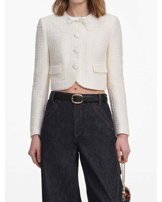 Self-Portrait White Boucle Lace Collar Jacket