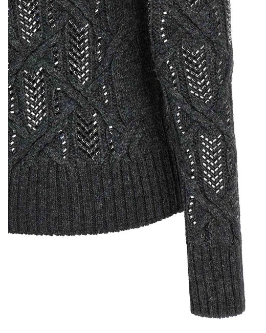 Ermanno Scervino Black Crystal Braid Sweater