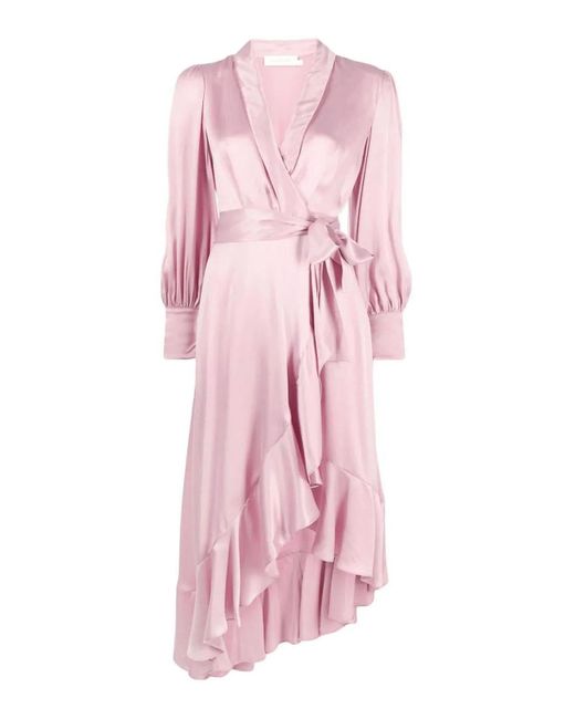 Zimmermann Pink Wrap Short Dress