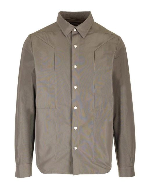 Rick Owens Gray Fogpoket Dove Shirt for men