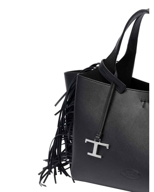 トートバッグ Tod's FRINGED LEATHER HANDBAG Tod's Fringed Leather Handbag in Black | Lyst