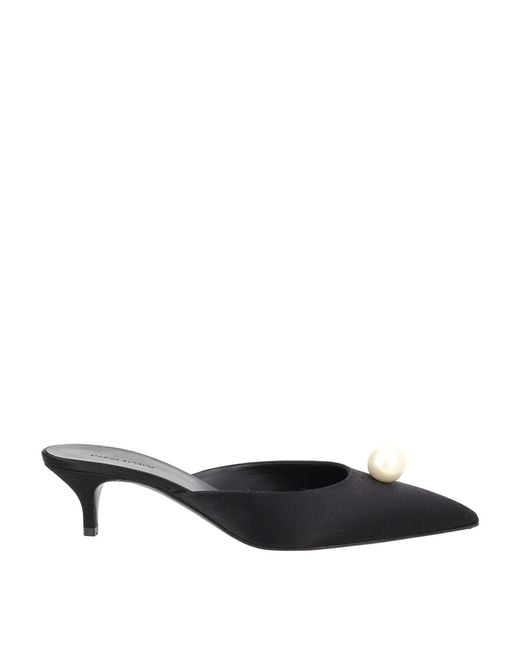 Magda Butrym White Silk Mule With Pearl
