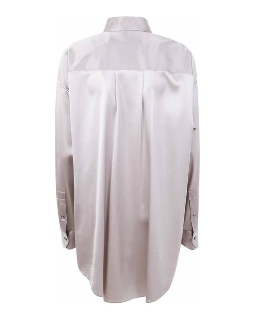 Tom Ford Gray Stretch Silk Satin Relaxed Fit Shirt
