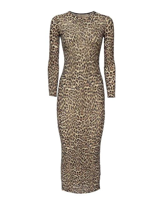 Blumarine Natural Leopard Print Midi Dress