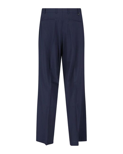 PT Torino Blue Virgin Wool Trousers for men