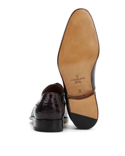 Corneliani Brown Leather Derby Shoes for men