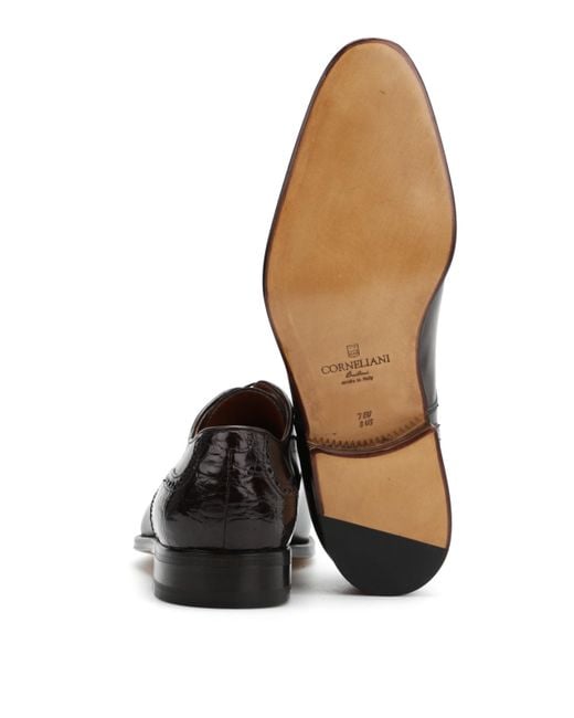 Corneliani Brown Leather Derby Shoes for men