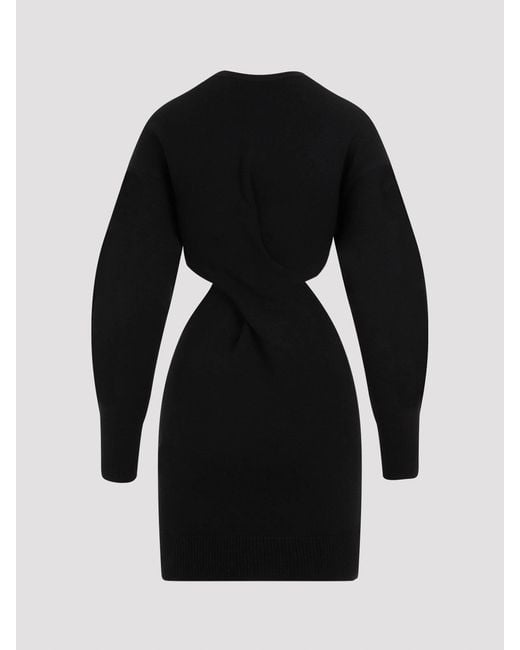 McQueen Black Wool Mini Dress
