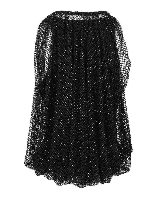 Sportmax Black Mesh Top With Crystals