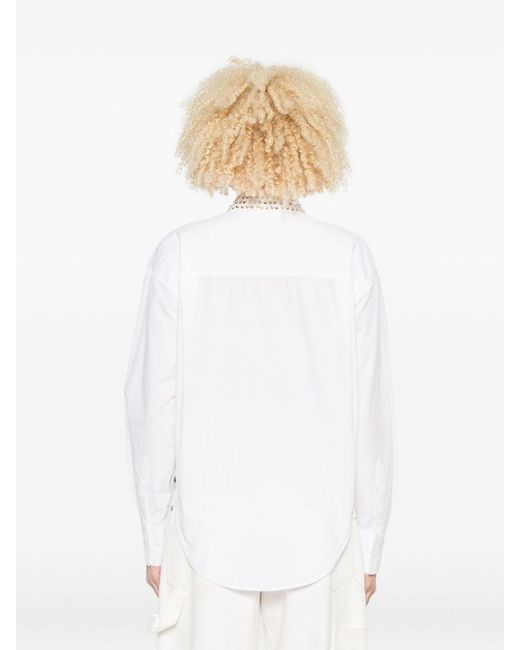 Forte_forte White Cotton Shirt With Crescent Studs