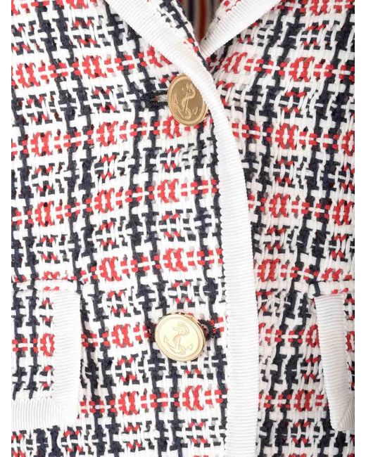Thom Browne White Cotton Tweed Blazer