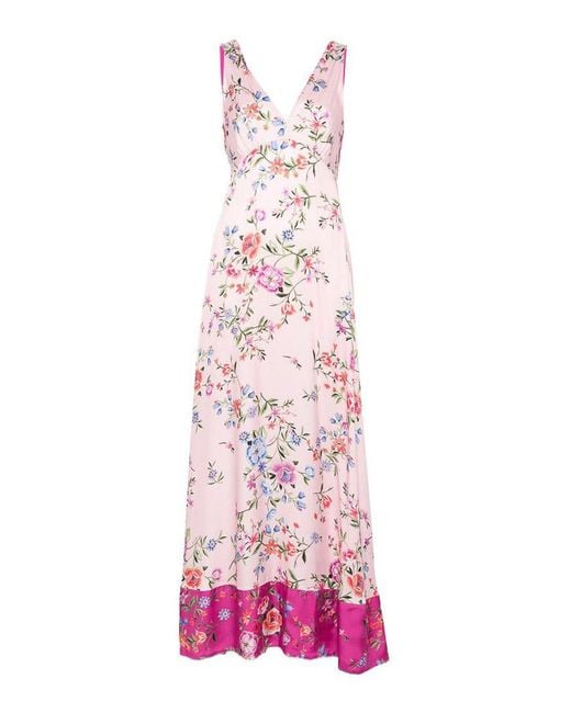 Liu Jo Pink Long Floral Dress With Crossed Back