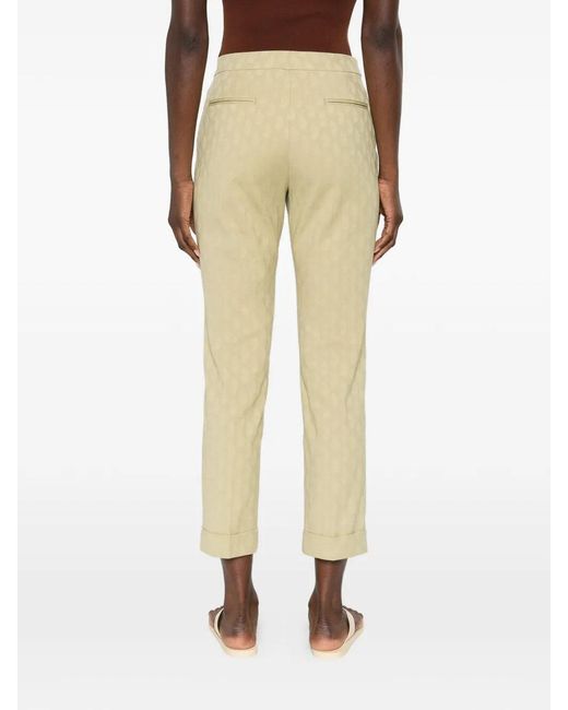 Etro Natural Cropped Cotton Jacquard Trousers