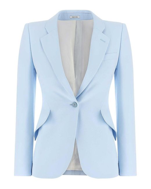 McQueen Blue Single-Breasted Blazer