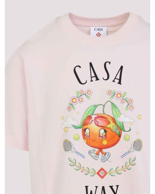 Casablanca Pink Casa Way Kawaii Printed T-Shirt for men