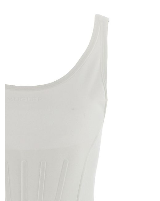 Mugler White Corseted Tank Top