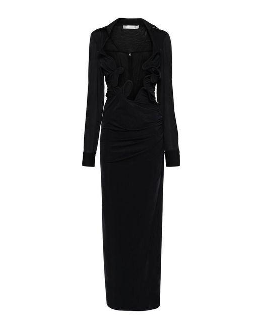 Christopher Esber Black Venus Plunge Shirt Dress