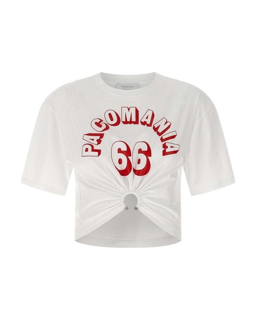 Rabanne White Printed Piercing T-Shirt