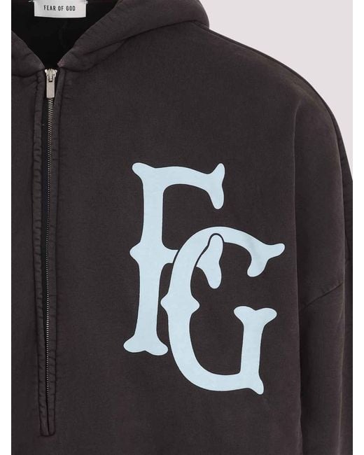 Fear Of God Black Baseball Club Hal Zip Hoodie for men