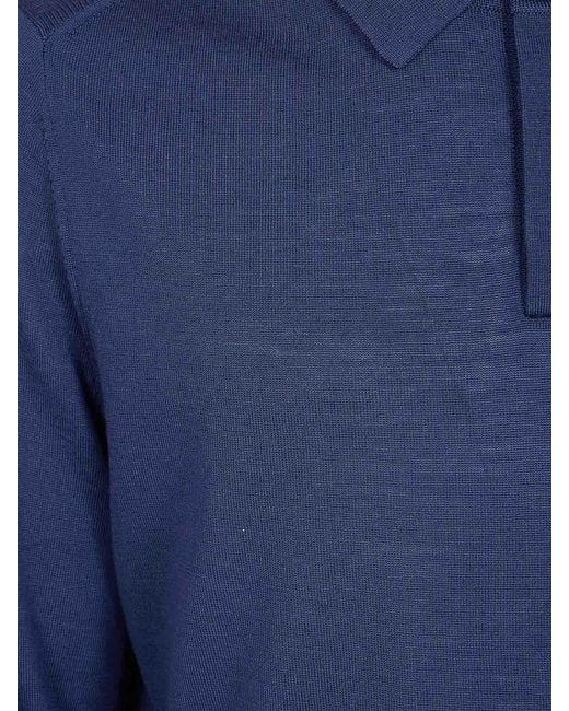 Paul Smith Blue Sweater Ls Polo for men