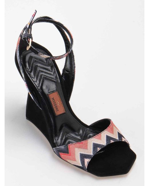 Missoni Black Laced Geometric Print Sandals
