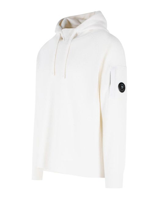 C P Company White Wool Blend Sweater for men
