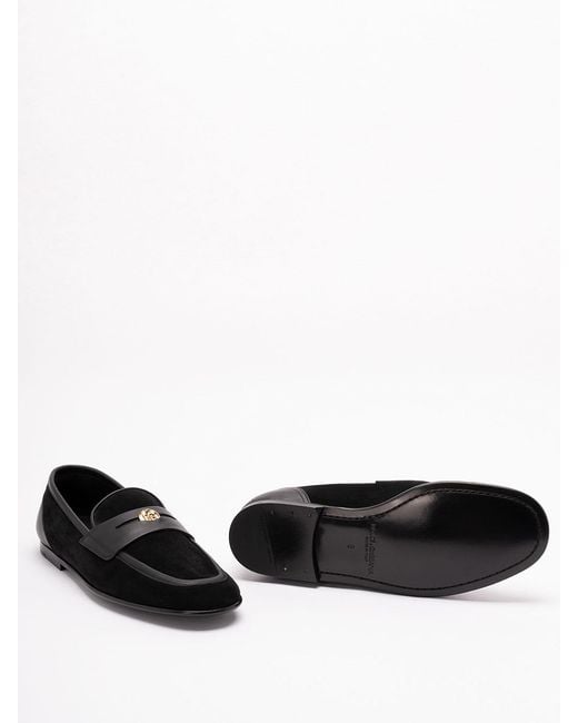 Dolce & Gabbana Black Suede Loafers for men