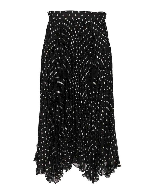 Valentino Garavani Black Silk Polka Dot Skirt